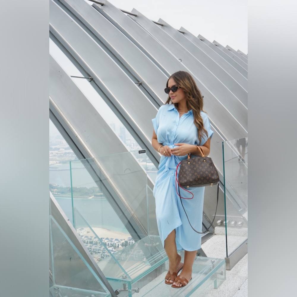 Blue satin dress